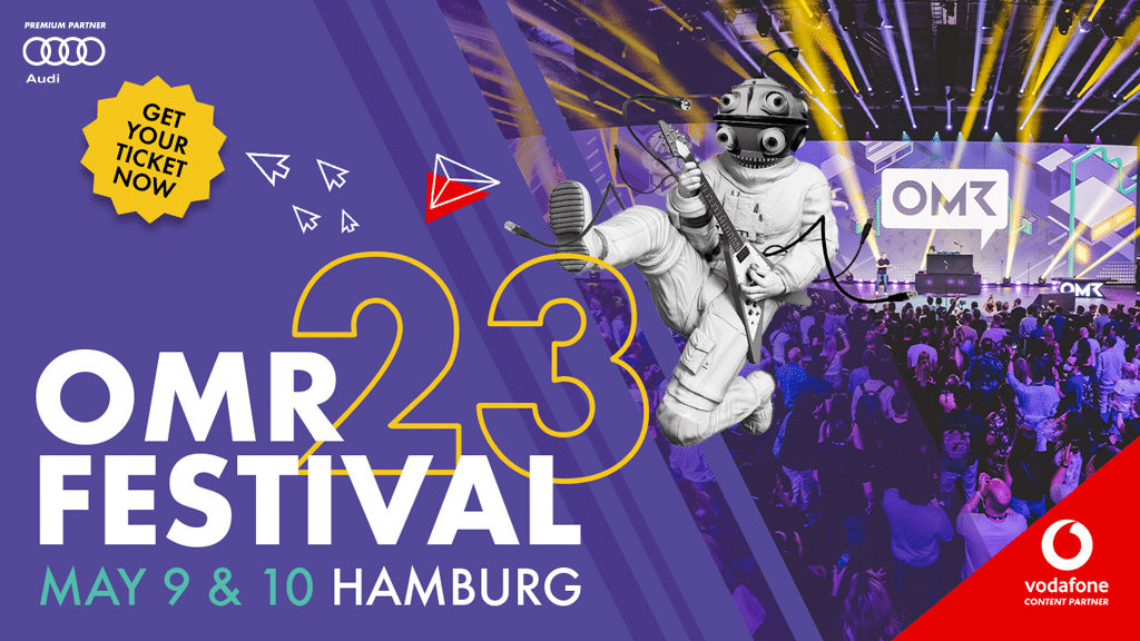 Das offizielle Banner des OMR Festivals 2023 in Hamburg.